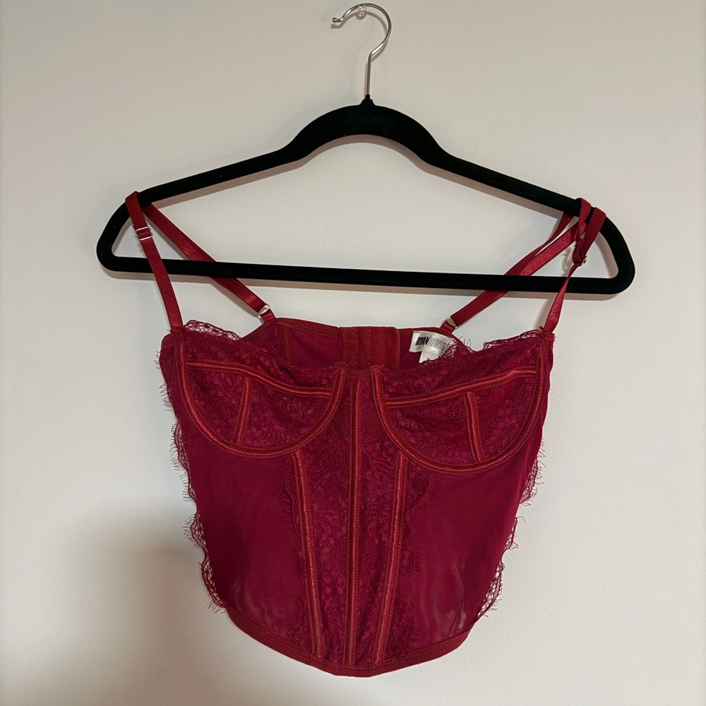 PacSun Red Lace Longline Bustier Top
